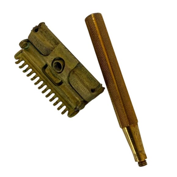 Vintage Valet Auto Strop Single Edge Safety Razor Gold 1940s Made in USA - Picture 3 of 6